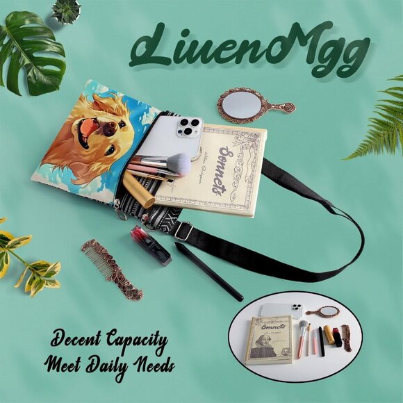 Golden Retriever Crossbody Bag Small Ethnic Pattern Wallet Phone Organizer - Picture 7 of 7